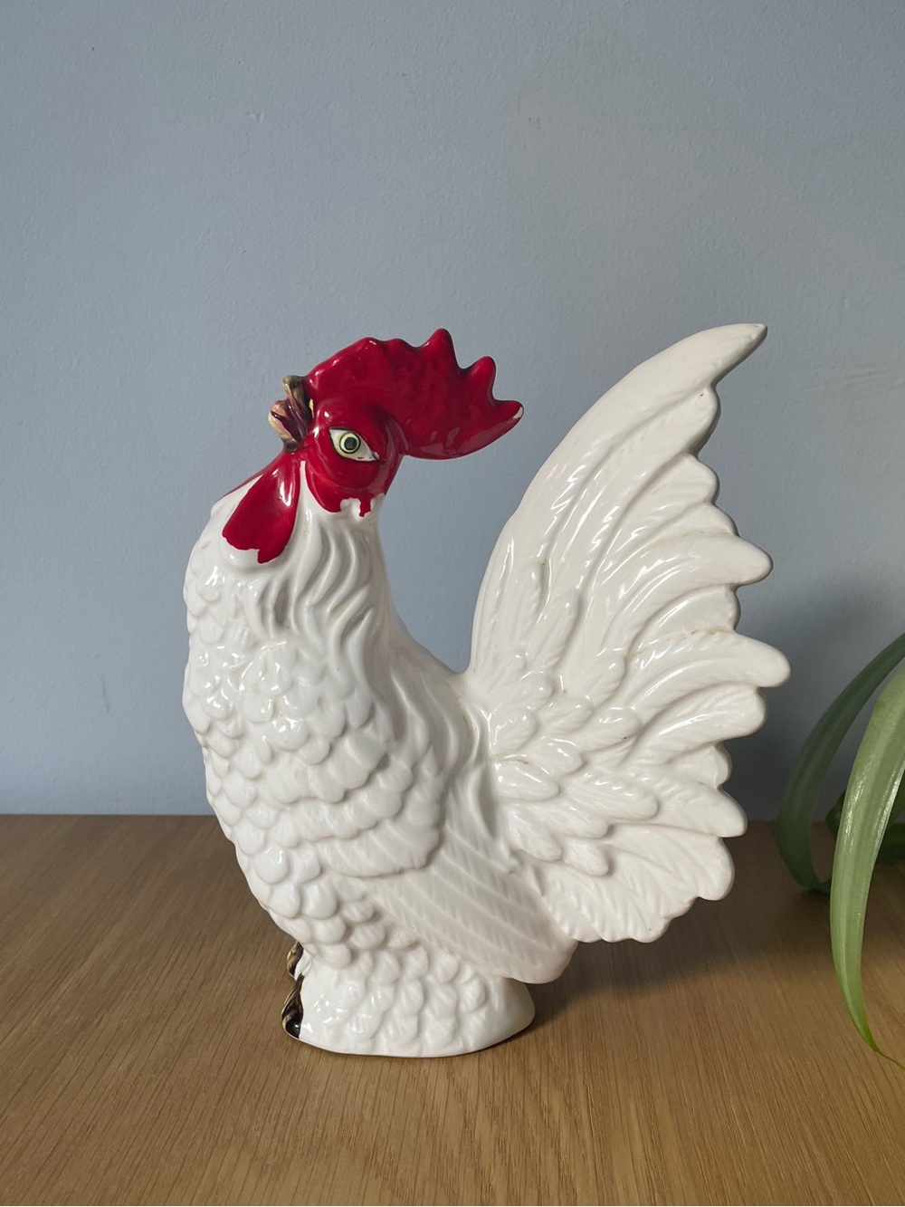 Vintage Porcelain Rooster Figurine Farmhouse Decor